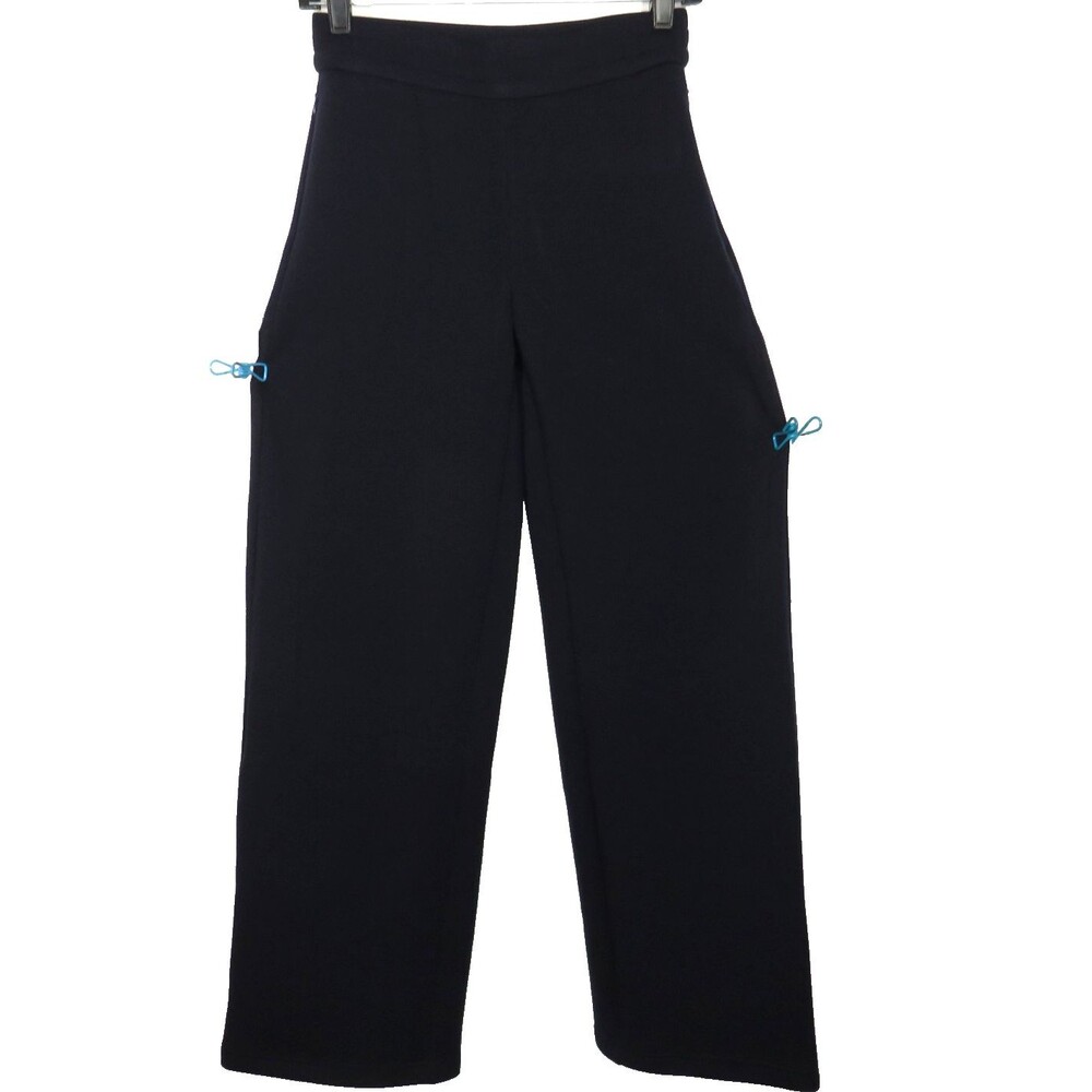 OGL FuzzLuxe Soft Cozy Wool Blend Straight Leg Zip Pocket Pull On Pants Navy XS